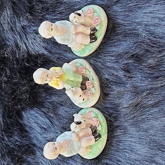 VINTAGE  SET  OF  3 CERAMIC  FIGURINES - Picture 1 of 7